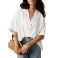 thumbnail image 1 of Blouse Décontractée Habillée pour Femmes, Manches Courtes, Col en V, Chemise de Travail Blanche m, 1 of 8