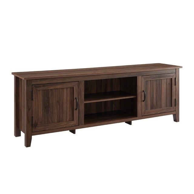 Pemberly Row 70" Modern Farmhouse Wood TV Stand in Dark Walnut