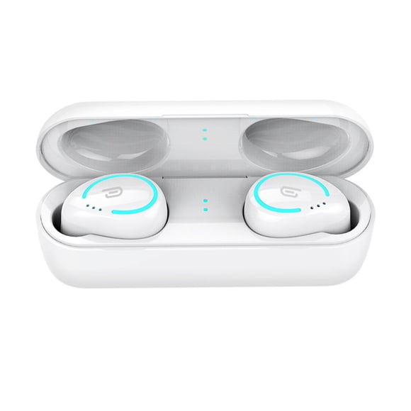 Transemion Mini Wireless Double Ear Phone Bluetooth 5.0 Waterproof Headphone Sports Fitness Headset With 400mAh Charging Case white
