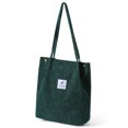 thumbnail image 1 of Walson Sacs à Main en Velours Côtelé pour Femmes Sac à Bandoulière Léger Sacs de Courses Réutilisables Grande Capacité Sacs à Main Rétro Décontractés Sangle Renforcée Vert Noirâtre, 1 of 8