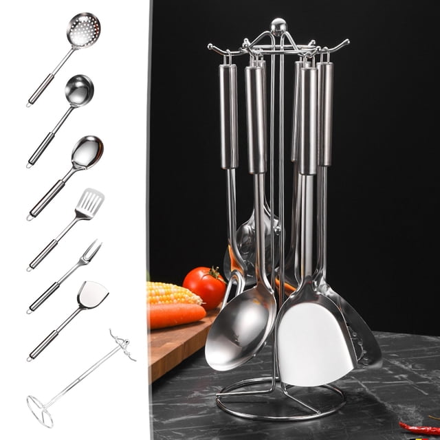 Rvkxad 7PCS Kitchen Spatula Set, Long Handle Cooking Utensils for Wok Turner Shovel, Kitchen Tool Set, Cooking Utensils