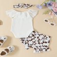 thumbnail image 3 of 3Pcs Newborn Baby Girls Summer Romper Shorts Sets Lace Ribbed Sleeveless Jumpsuit Ruffle Shorts Headband White 3-6 Months, 3 of 8