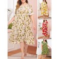 thumbnail image 3 of Robe de Détente pour Femmes Imprimé Floral Manches Courtes Ample Pyjamas, 3 of 8