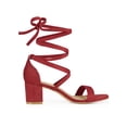 thumbnail image 3 of BLISSFUL STEP Women's Open Toe Lace Up Mid Chunky Heeled Sandals, 3 of 7
