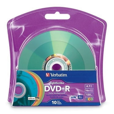 Verbatim 16x DVD+R LightScribe Couleurs Assorties Média Vierge, 4,7 Go/120 Min - Lot de 10 (96941)
