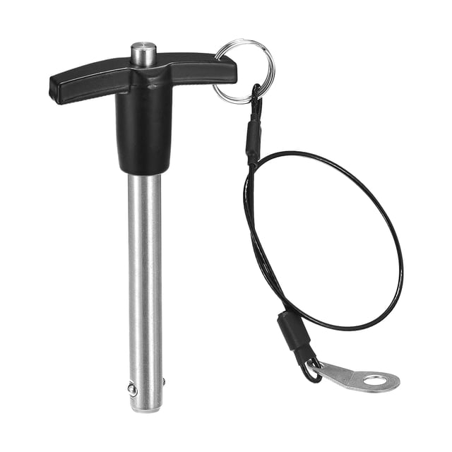 Unique Bargains T Handle Lock Pins, 25/64' Pin Dia. 2-3/4' Usage Length Stainless Steel Push-Button Quick Release Pin