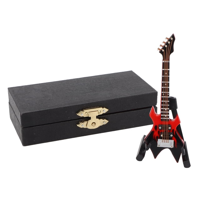 Ornement de Guitare Classique, Instrument de Musique en Bois Modèle de Guitare Modèle de Basse de Guitare Modèle de Basse Musicale pour Amateurs de Musique pour Ornement pour Cadeau Rouge,Jaune