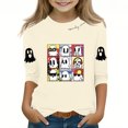 thumbnail image 2 of MKOSPLRT T-Shirts d'Halloween pour Enfants Filles Garçons Manches 3/4 Hauts Col Rond T-Shirts Graphiques Amusants Décontractés Amples T-Shirts de Sortie T-Shirts de Rentrée, 2 of 4