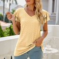 thumbnail image 4 of RKSTN Womens Tops 2024 Fashion Mesh Breathable Short Sleeve V-Neck Blouse Tops Comfortable Temperament Solid Color Tops, 4 of 4