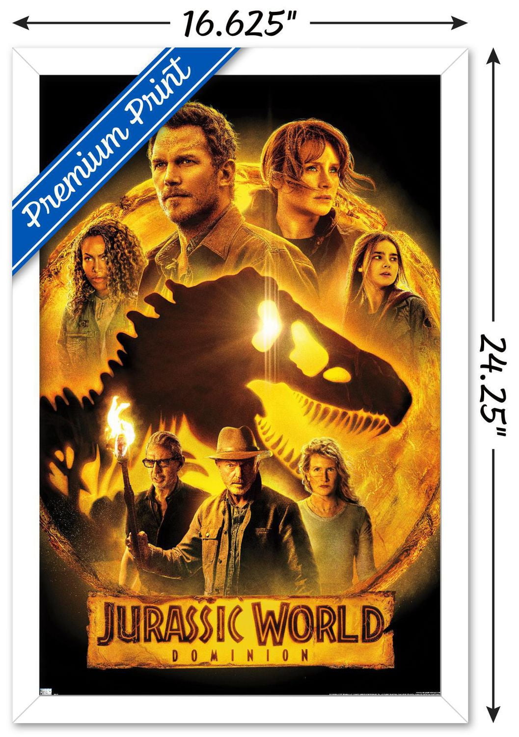 Jurassic World: Dominion - Group One Sheet Wall Poster, 14.725" x 22.375" Framed