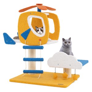 Gymax Aviation-themed Arbre de chat pour les chats intérieurs avec haut de l'hélicoptère Perch Scratching Post