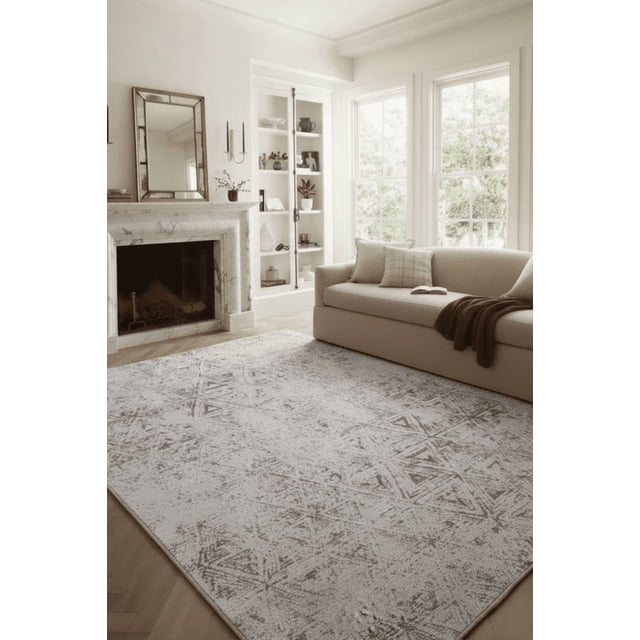 Rug Branch Cadence Abstract Indoor Area Rug, Beige Cream, Modern - Living Room, Bedroom, Dining Room, and Kitchen