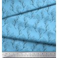thumbnail image 3 of Soimoi Blue polyester Crepe Fabric Pear Leaves Printed Fabric 1 Yard 42 Inch Wide, 3 of 3