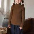 thumbnail image 2 of LOVZFMLL Girl's Sweater, Turtleneck Ribbed Pullover Solid Color, Casual Essential Cozy Stretchy Layering Top Fall Winter Top Kid Girls Clothes for 5-6 Years, 2 of 4