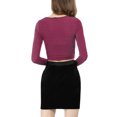 thumbnail image 3 of INSPIRE CHIC Haut Pailleté pour Femme Torsadé Ajusté à Manches Longues Découpé Court de Fête Scintillant m Fuchsia, 3 of 8