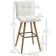 thumbnail image 3 of HOMCOM Bar Stool Set of 2 Upholstered Kitchen Stool w/ Wood Legs, White, 3 of 10