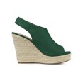 thumbnail image 3 of BLISSFUL STEP Chaussures pour Femmes Espadrilles à Plateforme Compensée à Bout Ouvert Sandales Slingback Vert Émeraude 8, 3 of 7