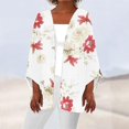 thumbnail image 2 of Pisexur Veste pour Femmes, Cardigans à devant Ouvert, Manteaux Trench, Vestes d'Automne, Chemise Ample Décontractée pour Femmes à Manches 3/4 Imprimée, Hauts, Cardigan, 2 of 5