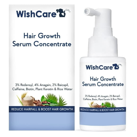 WishCare Hair Growth Serum Concentrate - 3% Redensyl, 4% Anagain, 2% Baicapil, Caffeine, Biotin, Plant Keratin & Rice Water