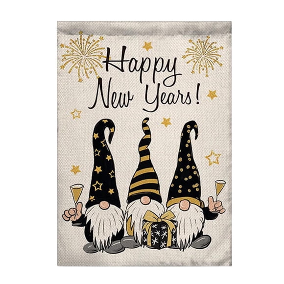 Yhmxh Décor de Jardin Bonne Année Drapeaux de Jardin 12x18 Po Double Face Hiver Bienvenue Panneau des Fêtes Petit Drapeau Cour Décor Extérieur Décor de Jardin pour l'Extérieur Outils de Jardinage