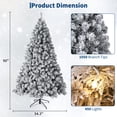 thumbnail image 3 of Kojooin 4.5/6/7.5/9 FT Pre-Lit Flocked Artificial Christmas Tree with Warm White Lights, Pure PVC Material, Hinged Branches for Easy Setup, Full Shape Holiday Decor for Home, Office, 3 of 7