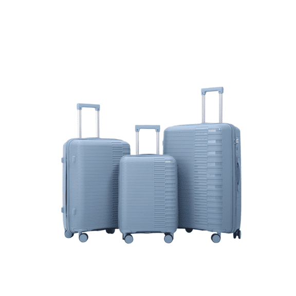 TRAVLR Elite Ensemble de Bagages Léger Extensible 3 Pcs (20 Pouces24 Pouces28 Pouces) avec Serrure TSA, Chariot en Aluminium et Roues Silencieuses - Bleu Corail