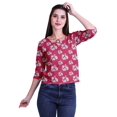 thumbnail image 1 of Moomaya Printed Keyhole Neck Ring Top Casual 3/4th Sleeve Tees Tank Tunic Top, 1 of 5
