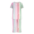 thumbnail image 3 of Rbaofujie Chemises de Nuit et T-Shirts de Nuit pour Femmes, Col Rond, Imprimé Dégradé, Manches Courtes, Ensemble Chemise de Nuit et Pantalon, Tenue d'Intérieur, Pyjamas avec Poches, Peignoir, 3 of 6