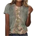 thumbnail image 1 of Birdeem Womens Casual Retro Printed Round Neck Short Sleeved Top, 1 of 4