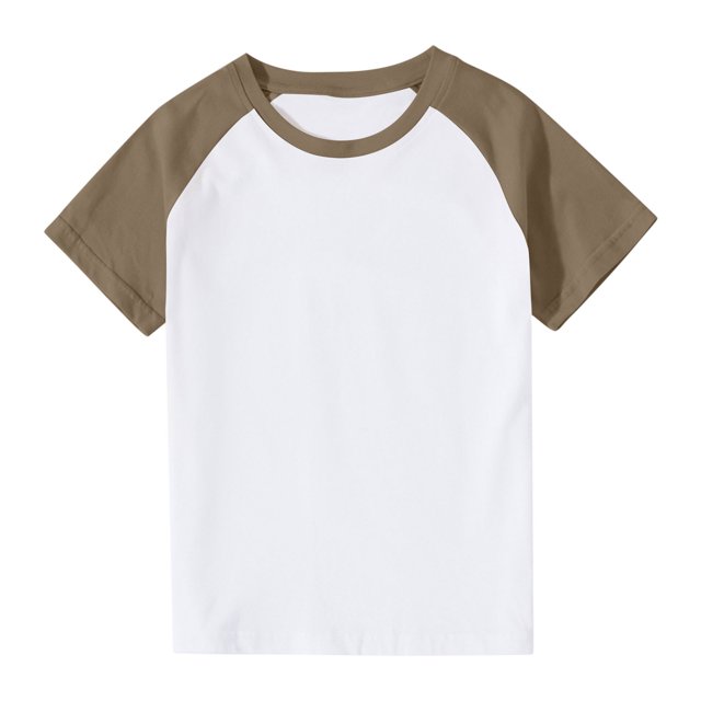 VKOYWKM T-Shirts pour Tout-Petits Garçons Filles à Blocs de Couleur Raglan Hauts Mignons Col Rond Manches Courtes T-Shirts Petites Filles Chemise de Rentrée