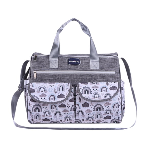 Siruishop Sac Fourre-Tout pour Couches Poches Intérieures à Glissière Voyage Grande Capacité Sac à Langer Gris G