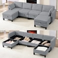 thumbnail image 1 of Puremind Canapé Sectionnel Modulaire avec Rangement, Canapé Sectionnel en Forme de U/L avec Ottoman Mobile, Canapé-Lit Convertible pour Salon/appartement, Gris Pâle, 1 of 6
