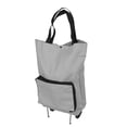 thumbnail image 4 of Sac de Chariot Pliable, Chariot de Magasinage Pliable Multifonction à Fermeture Éclair Robuste et Portable avec Roues pour le Camping Gris, 4 of 8