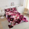 thumbnail image 4 of Erosebridal Geometric Square Bedding Twin Comforter Set,Pink Flower Down Comforter,Floral Decor,2-Piece, 4 of 8