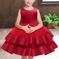 thumbnail image 2 of Huvoen Robe de Princesse pour Filles de 3 Ans Nouvelle Robe d'Été Sans Manches à Volants en Dentelle à Col Rond avec Broderie en Tulle Jupe Princesse à Nœud Rouge 2 Ans, 2 of 7