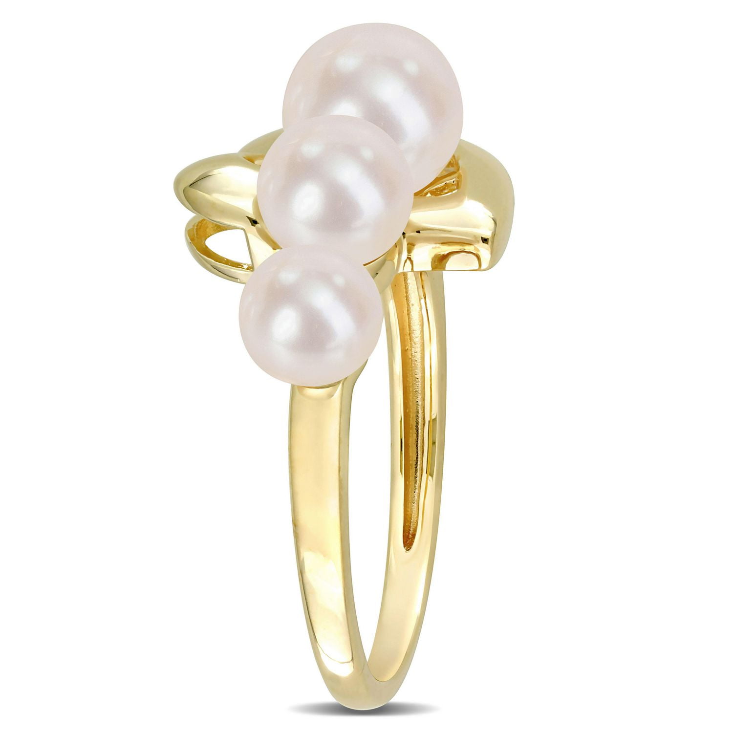 Miabella Cultured Freshwater Pearl Yellow Gold Flash Plated Sterling Silver Heart Ring