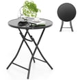 thumbnail image 1 of Costway Table Pliante Ronde de 23 Pouces pour Patio Extérieur, Table Bistro avec Dessus de Table en Verre Trempé, 1 of 9