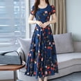thumbnail image 4 of Hontri Robe Décontractée pour Femme Offres à Moins de 15 $, Mode Femme Été Grâce Mi-Mollet Manches Courtes Robe de Plage Imprimée Bleu TTG, 4 of 7