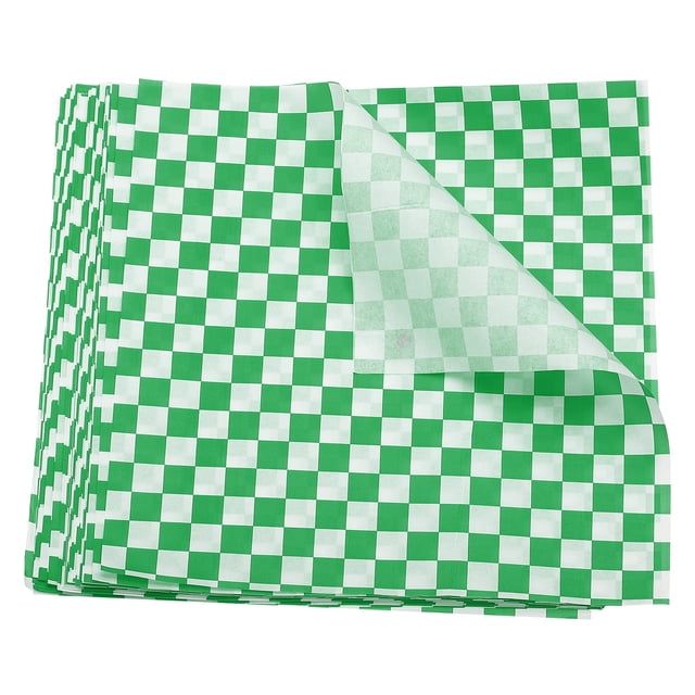 Uxcell 200Pcs Square Checkered Pattern Wax Paper Sheets 9" x 9" Green