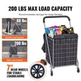 thumbnail image 3 of SKYSHALO Folding Shopping Cart, 200 lbs Max Load Capacity, Grocery Utility Cart with Rolling Swivel Wheels and Bag, Heavy Duty Foldable Laundry Basket Trolley Compact Lightweight Collapsible, Silver, 3 of 9