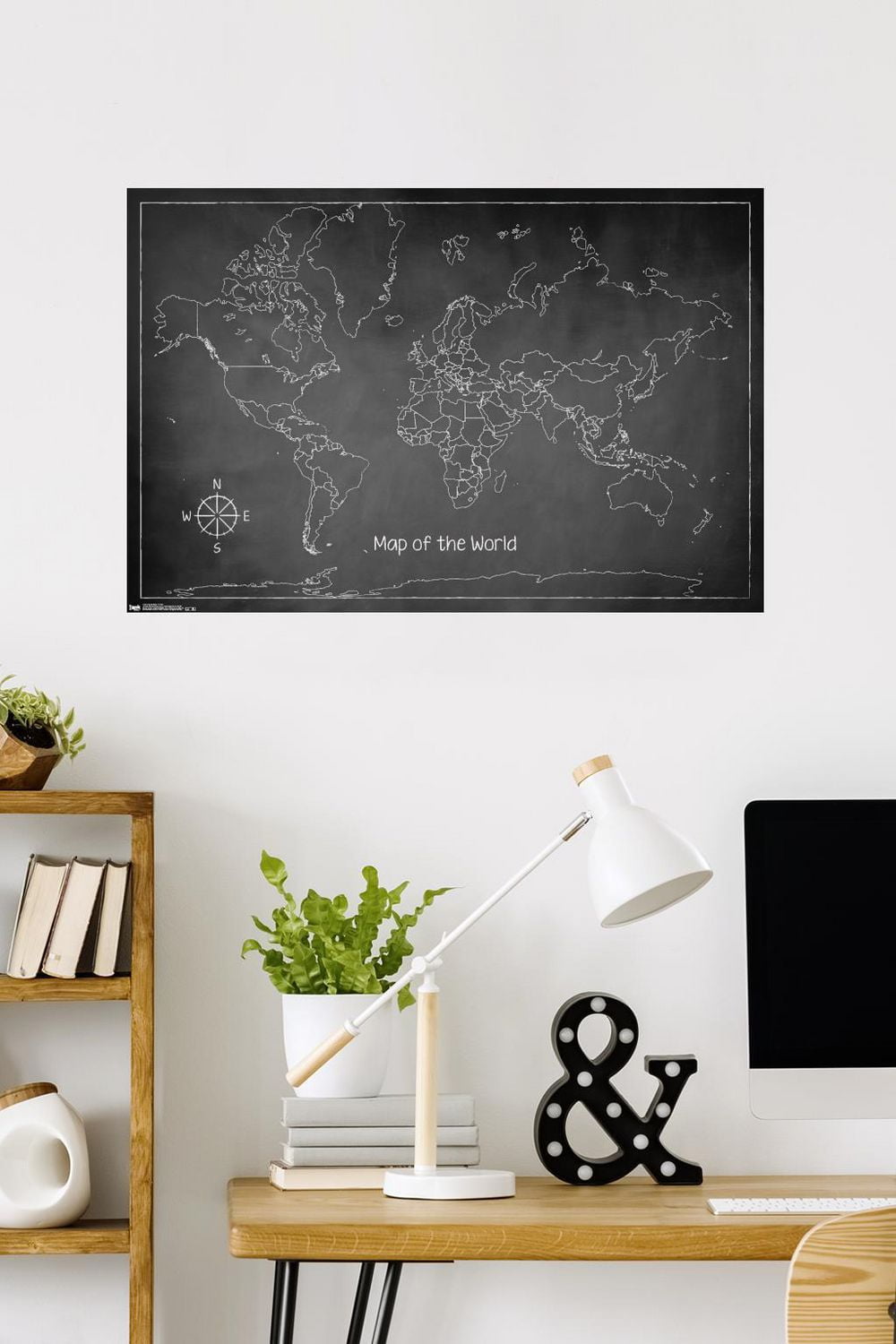 Chalk Map - World Wall Poster, 22.375" x 34"