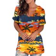 thumbnail image 2 of Débardeurs Grande Taille pour Femmes Col Rond Imprimé T-Shirts Manches Courtes Blouse Ample Col en V T-Shirt Femmes en Solde, 2 of 5