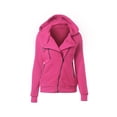 thumbnail image 1 of Tralilbee Nouveau Chandail à Capuche à Manches Longues à Fermeture Éclair pour Femme, Mode Automne et Hiver, Polyvalent, Multicolore, à Fermeture Éclair Diagonale, à Col en V, à Capuche pour Femme, 1 of 3