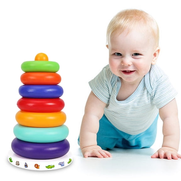 Jouets Éducatifs, Jouets de Jeu d'Imitation pour Tout-Petits à Habiller, Jouet Éducatif pour Garçons et Filles de 1 An, Jouets de Cognition des Couleurs pour l'Apprentissage Précoce, Jouets Tour Colorés Empilables Sans Gobelet, Cercles Musicaux, Jouets pour Tout-Petits