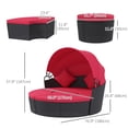 thumbnail image 3 of Outsunny Chaise Longue de Patio avec Canapé-Lit Rond Coussiné 4 Pcs Rouge, 3 of 10