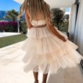 thumbnail image 4 of Robes en Tulle pour Femmes Robe Blanche Sans Bretelles Robe Longue en Maille Fluide Robe de Soirée Robes de Retour à la Maison, 4 of 7