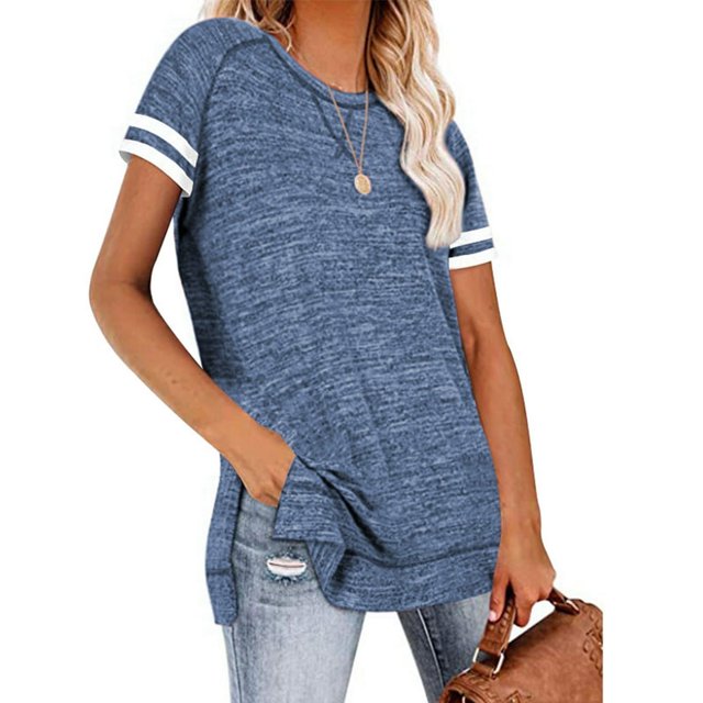 Mode Femmes Loisirs Solides Manches Courtes Casual Ample Tops