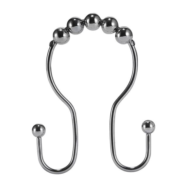 Under 10 Hooks 12 Pcs Shower Curtain Hooks Shower Curtain Rings Stainless Steel Roller Sliding Anti Drop Double Shower Hooks for Curtain Bathroom Shower Curtains