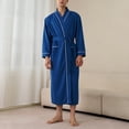 thumbnail image 2 of Mens Robes Lightweight Waffle Kimono Bathrobe Long Sleeve Sleepwear Soft Long Robe with Pockets, 2 of 5