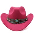 thumbnail image 2 of relayinert Children S Wool Hollow Western Cowboy Hat Premium For Classic Western Look Wide Application Green, 2 of 6